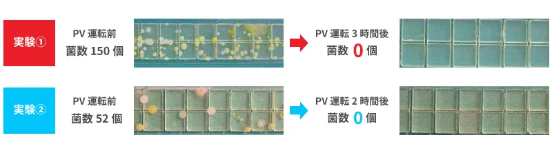 アガーストリップで見る除菌効果の推移